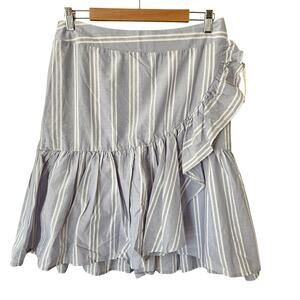 A New Day Cotton Ruffled Skirt Sz Large Blue Striped Coastal Beach Cottage